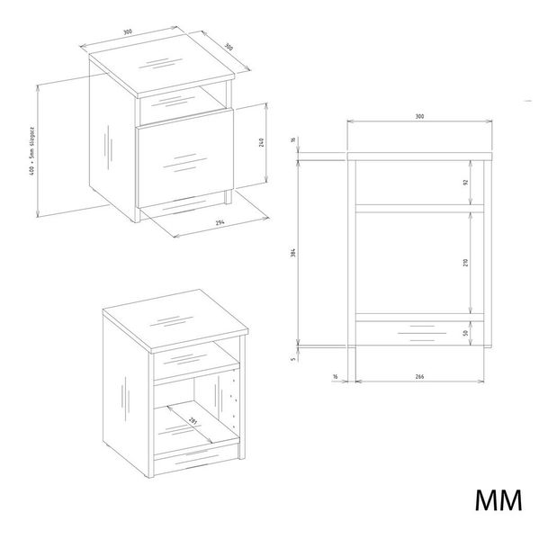 Nočný stolík Gustaban 2 (antracit + dub artisan)