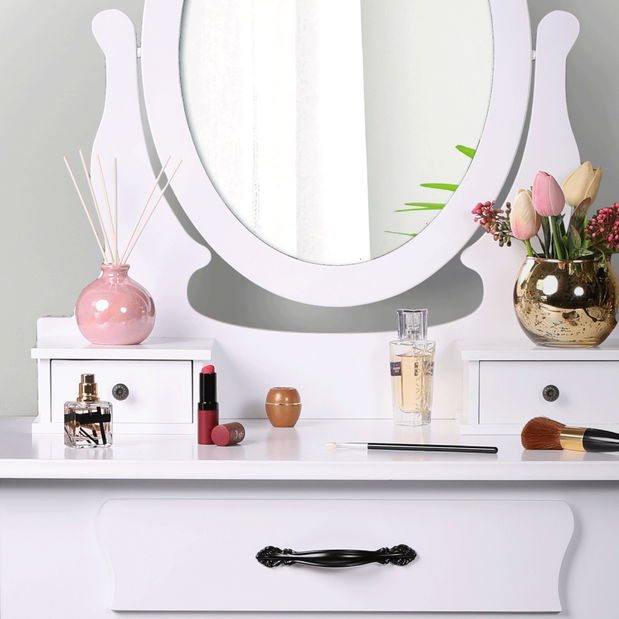 Toaletni stolić s tabureom Linetik (bijela)