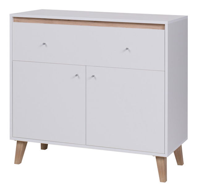 Komoda Ovio K2D1SZ (biela matná + dub san remo jasný)
