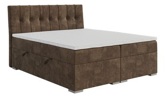Pat matrimonial Boxspring 140 cm Driny (caramel) (cu saltea și sp. depozitare)