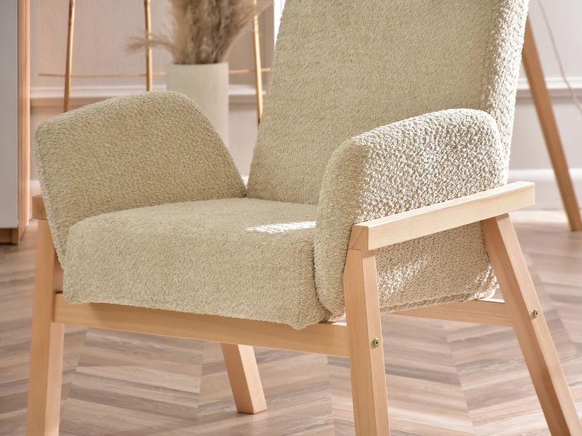 Relaxačné kreslo Laopas (béžová + dub)