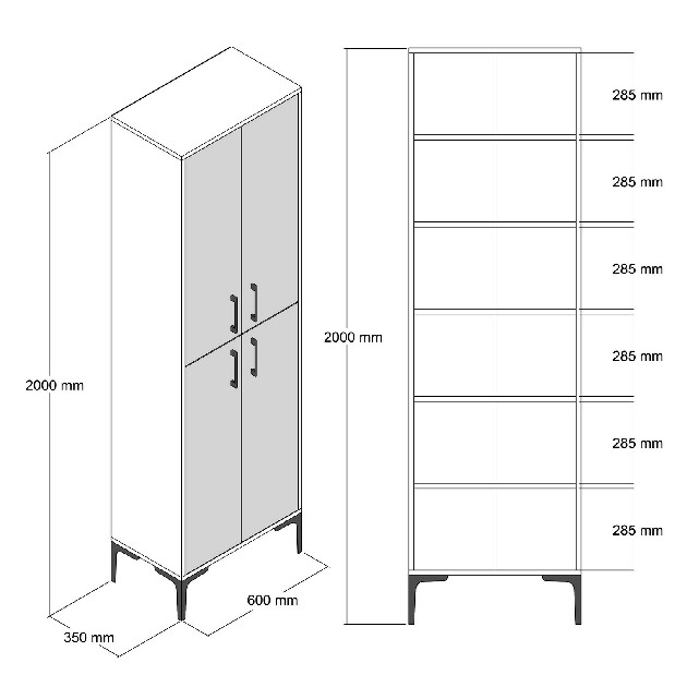 Dulap cu rafturi Berliner (Nuc + Alb)