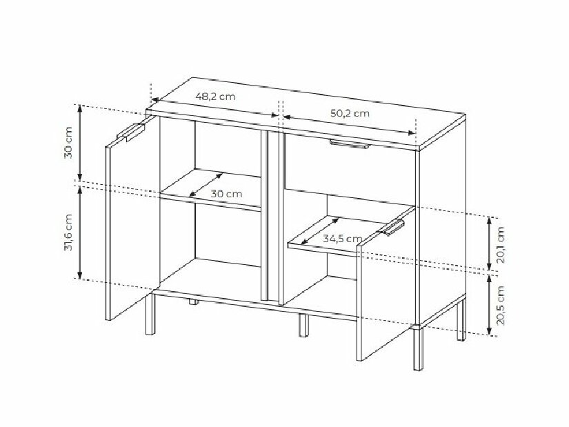 Komoda Lyran 2DS (antracit + zlatna)