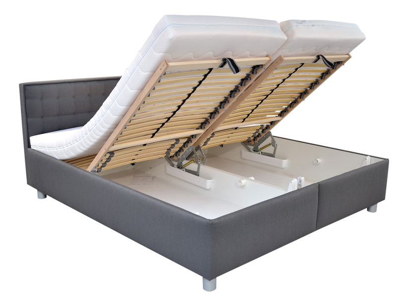 Manželská posteľ 180 cm Blanár Bobby (s roštom a matracmi) (sivá)