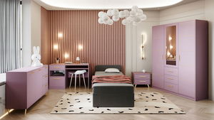 Nábytok do študentskej izby Lenona I (slivková + zlatá)