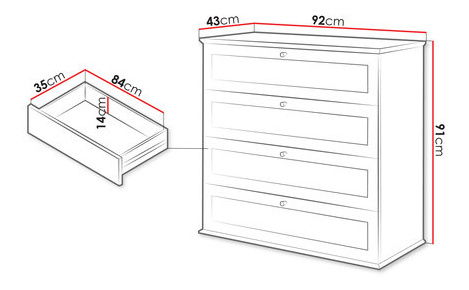 Komoda Fritz 4SZ (bijela + hrast lefkas)