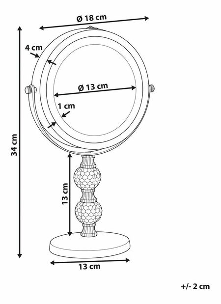 Oglindă machiaj ø 18 cm Clair (roz auriu)