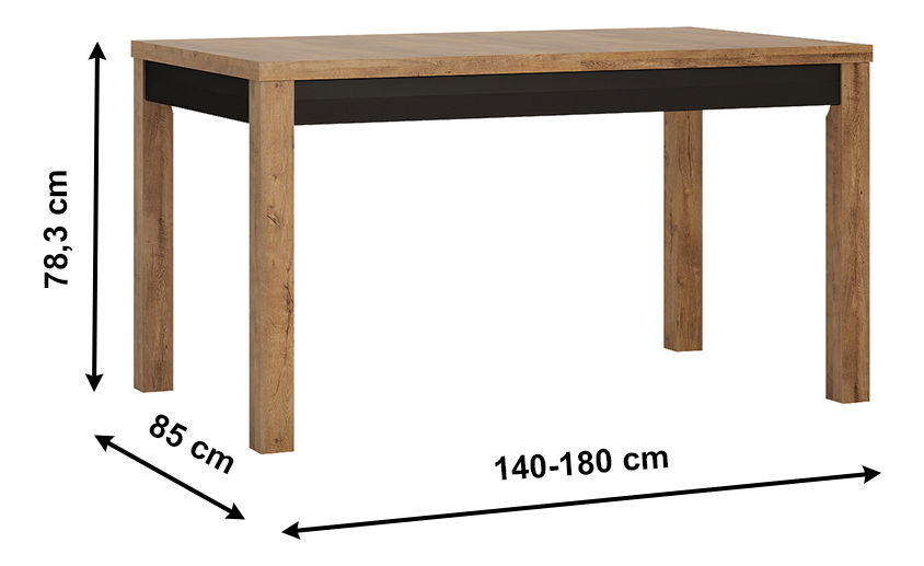 Étkezőasztal Lacetta HAVT02 (sötét lefkas tölgy + fekete) (6-8 fő részére)