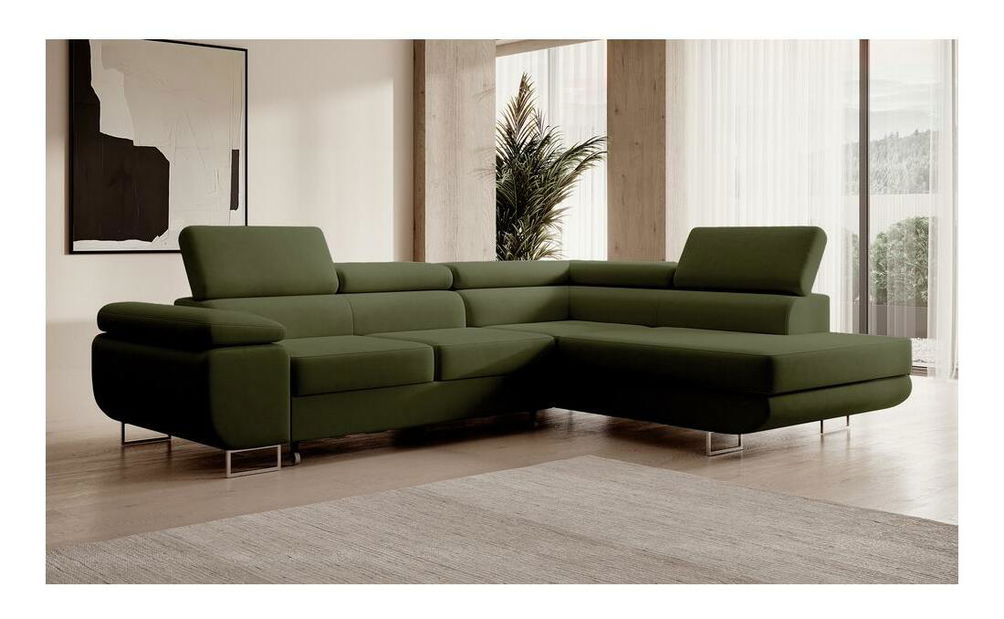 Kutna garnitura Stiletto (D) (zelena + srebrna)