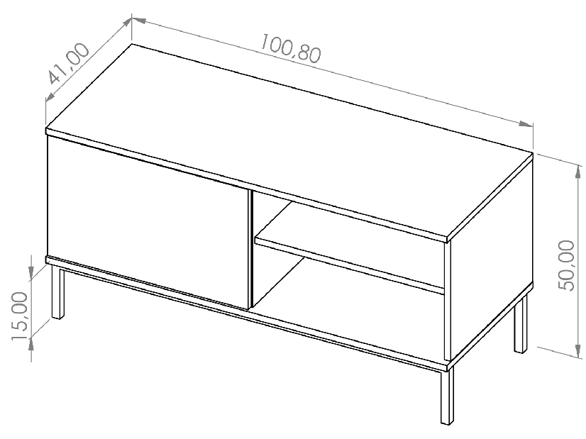 TV asztal Quebec 1D (hikori-fa)