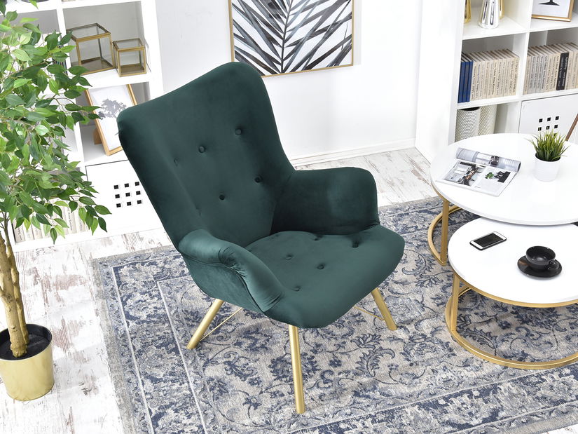 Relaxačné kreslo Dawntawn (zelená + zlatá)