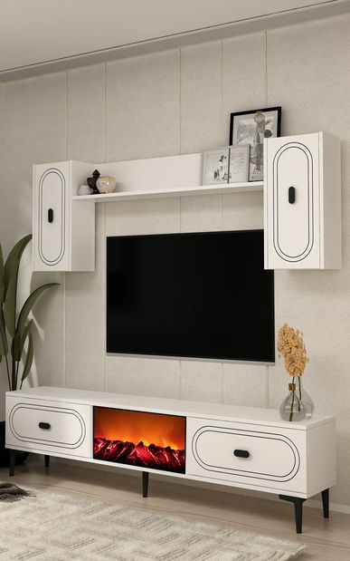Obývacia stena s krbom Wendy (biela)