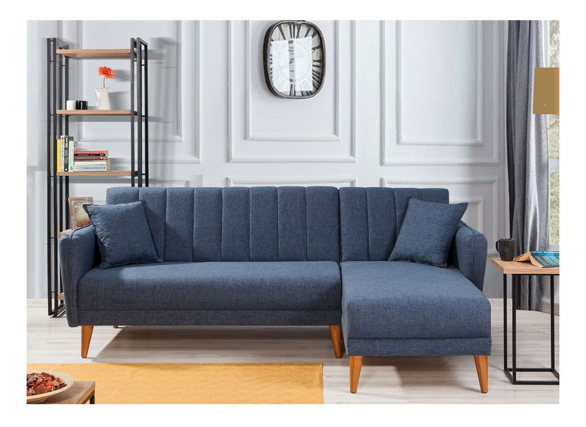 Rohová sedacia súprava Adrie (P) (Tmavá modrá)