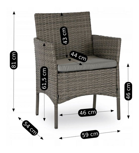 Vrtni set Manta (siva) (za 4 osobe)