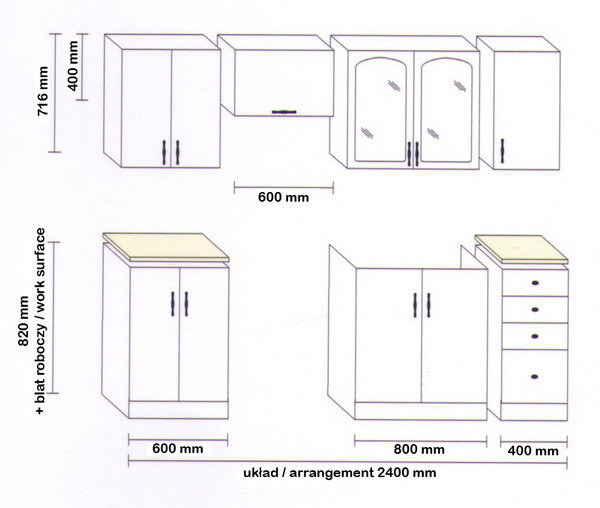Kuchyňa Delicja 240 cm MDF Classic Jelša