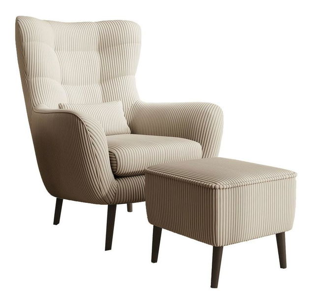 Fotoliu cu suport picioare Veneza VZ2 (bej + negru)