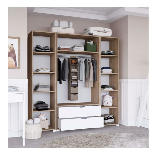 Ormar za garderobu Nisae 24 (orah svijetli + bijela)