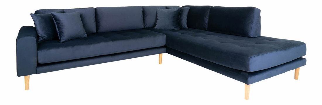 Rohová sedacia súprava (P) Lvaveriaora L (tmavomodrá)