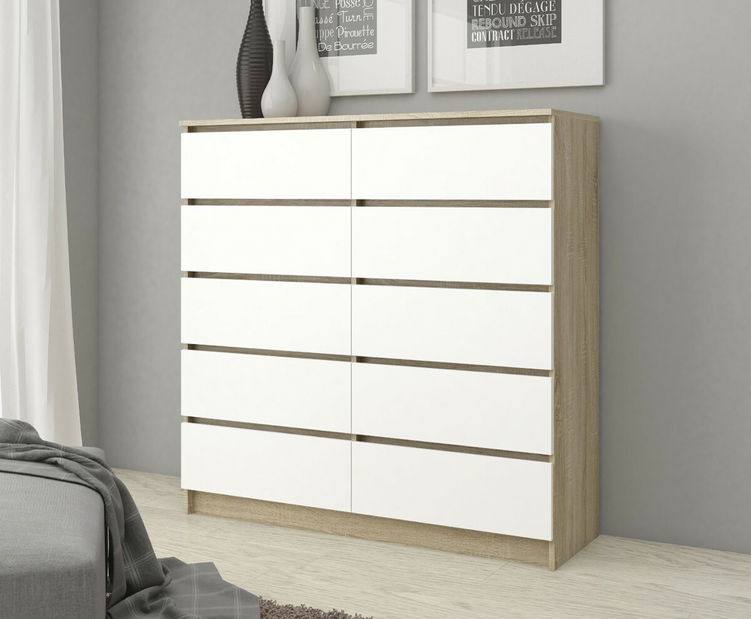 Komoda Kraft 10SZ (hrast sonoma + bijela)