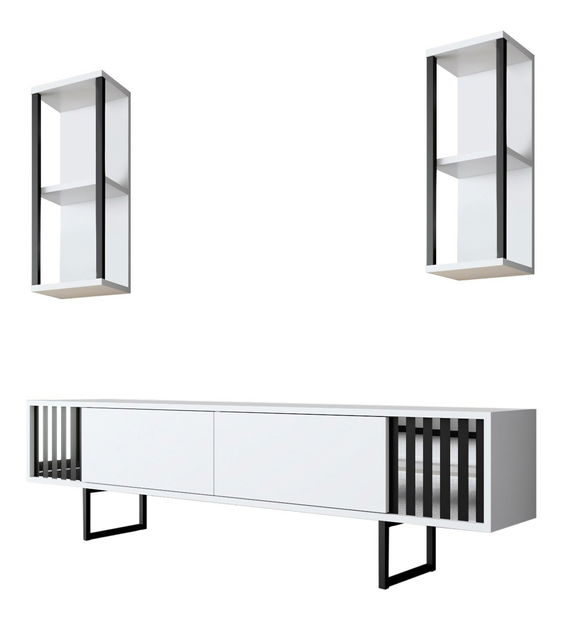 Set mobilier living Chromatic (alb + negru)