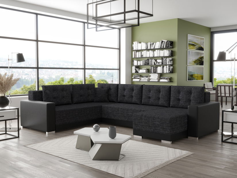 U alakú sarokkanapé Odyssey 3 (fekete + szürkésfekete) (B)