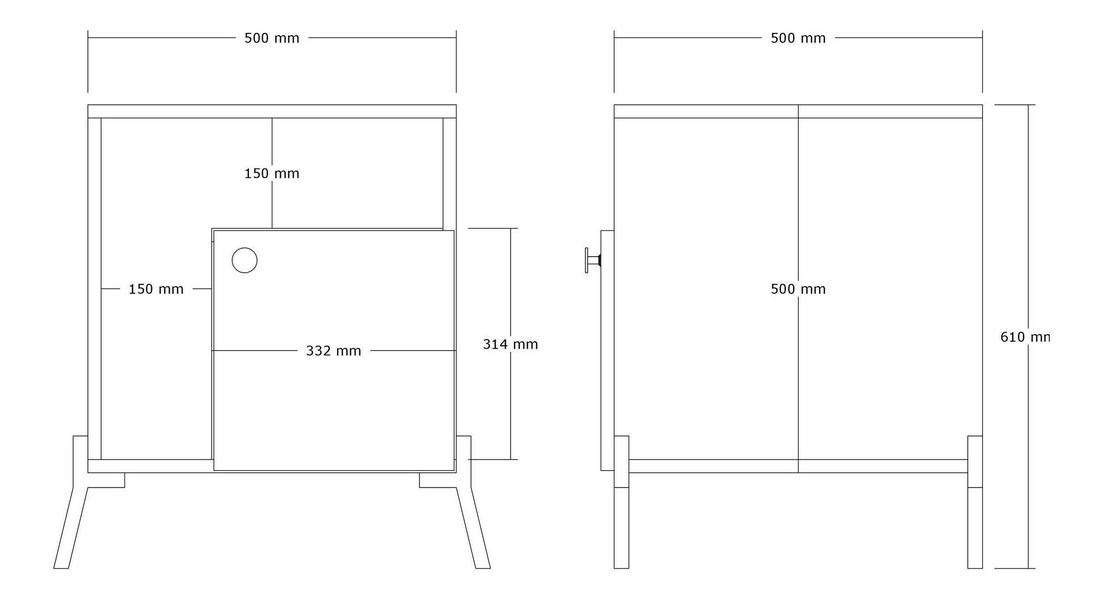 Noptieră Teveno (stejar + negru)