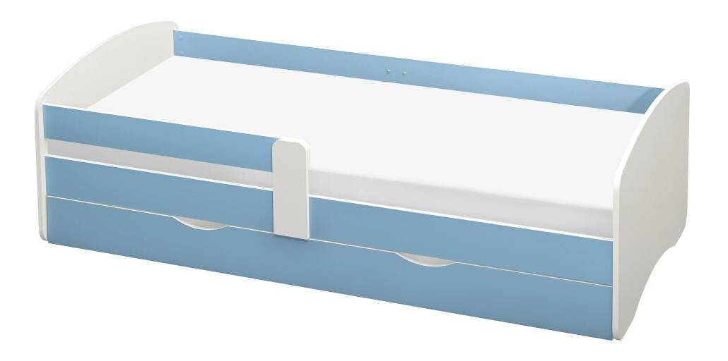 Egyszemélyes ágy 80 cm Carecen (kék + fehér) (ágyráccsal) (tárolóhellyel)