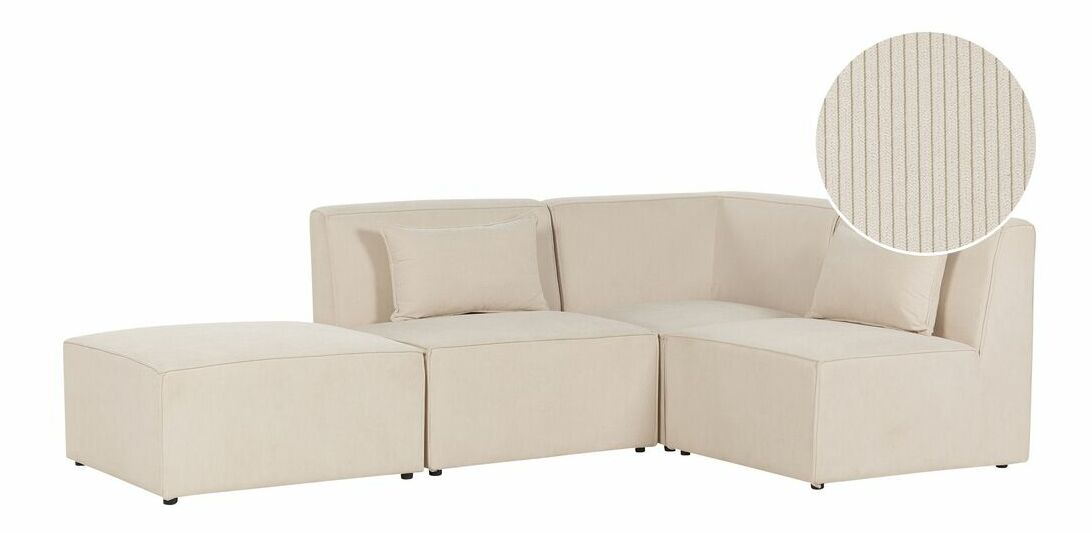 Rohová sedacia súprava s taburetkou Lemia (béžová) (L)