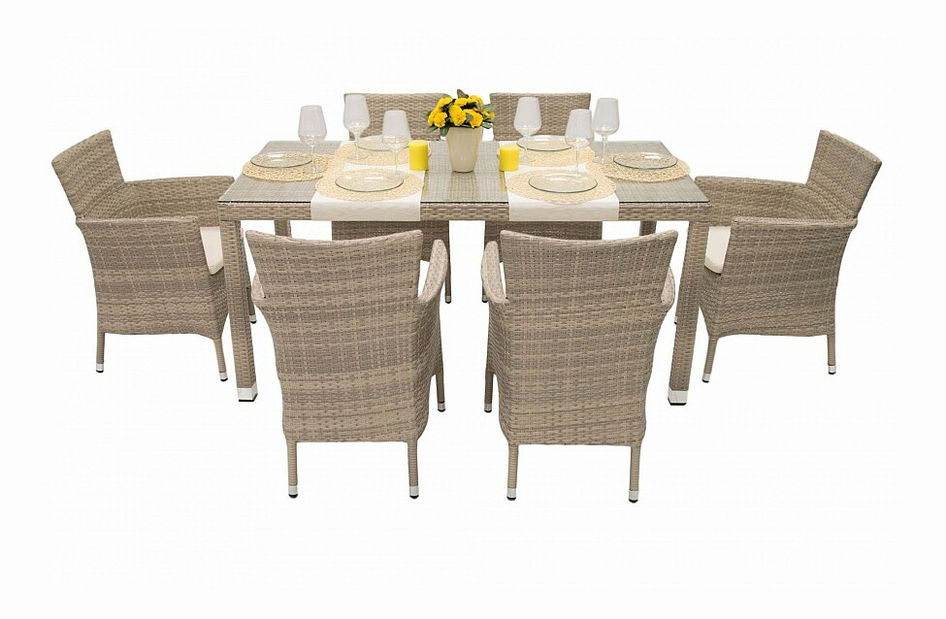 Záhradná zostava Modena II. 1+6 (sivo béžová) (um. Ratan)