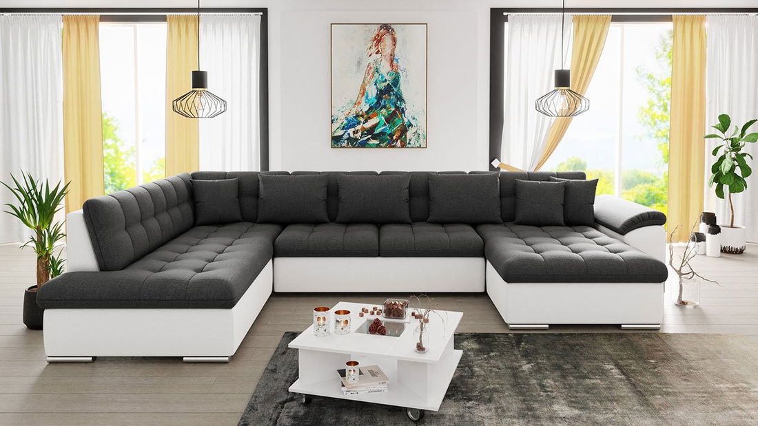 Sarok ülőgarnitúra Talia (J) (öko-bőr Soft 017 (fehér) + Drago 142)