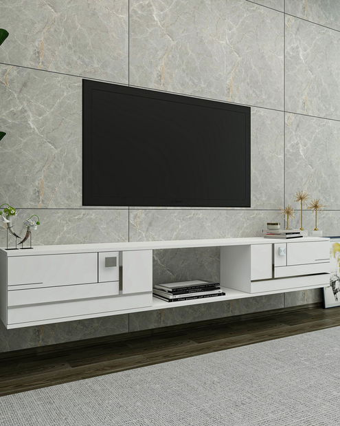 TV szekrény/asztal Arenden (fehér + ezüst)