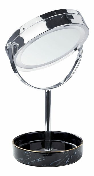 Kozmetikai tükör Shevaun (ezüst + fekete) (LED világítás)