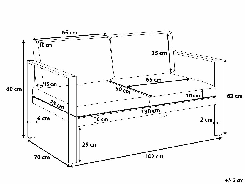 Sofa dvosjed Saleri (tamno siva)