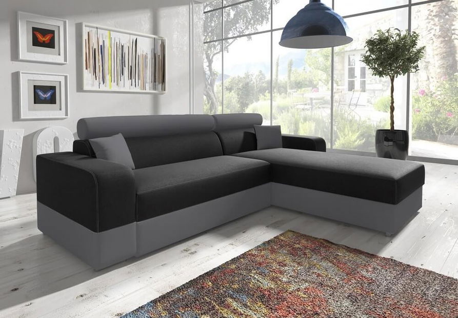 Rohová sedačka Irul Lux (tmavosivá + sivá) (P)