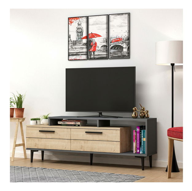 TV stolík/skrinka Kiniva (dub zafírový + antracit) 