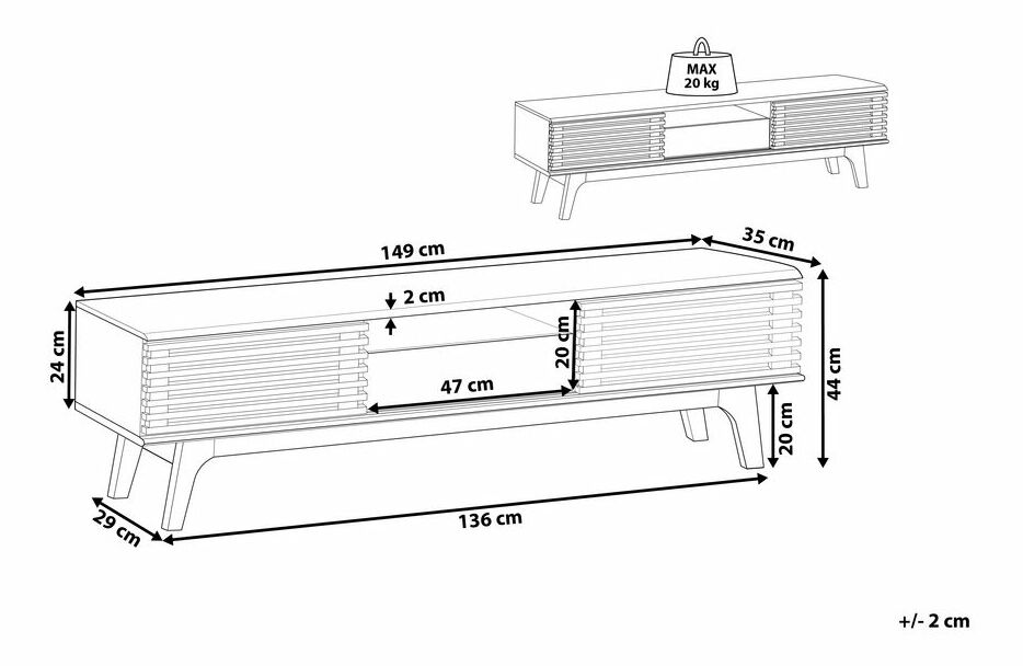 Masă TV/comodă Dawei (lemn închis)