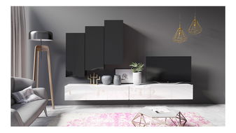 Mobilier living Calabria C20 (Negru + Alb) (fără iluminat)