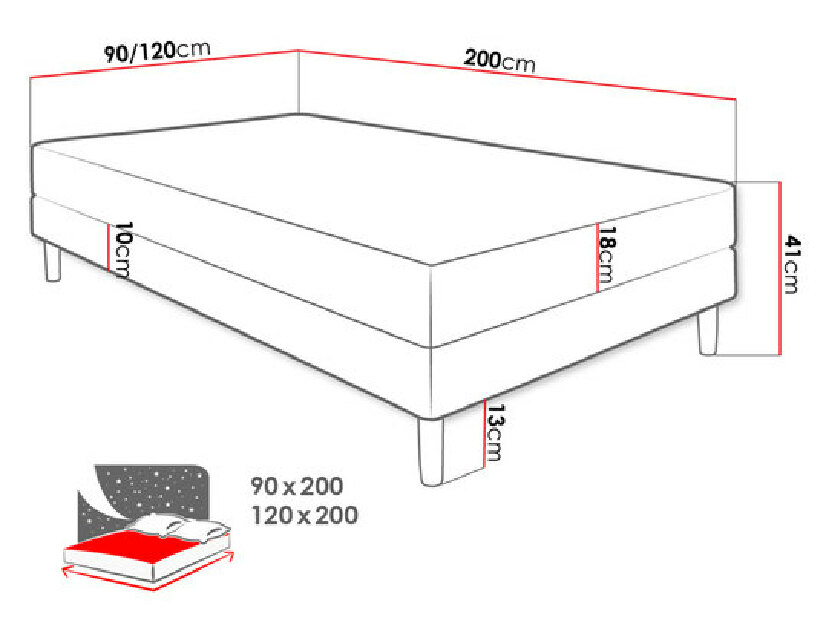 Jednolôžková posteľ 120 cm Mac 1 (svetlosivá) (s matracom)