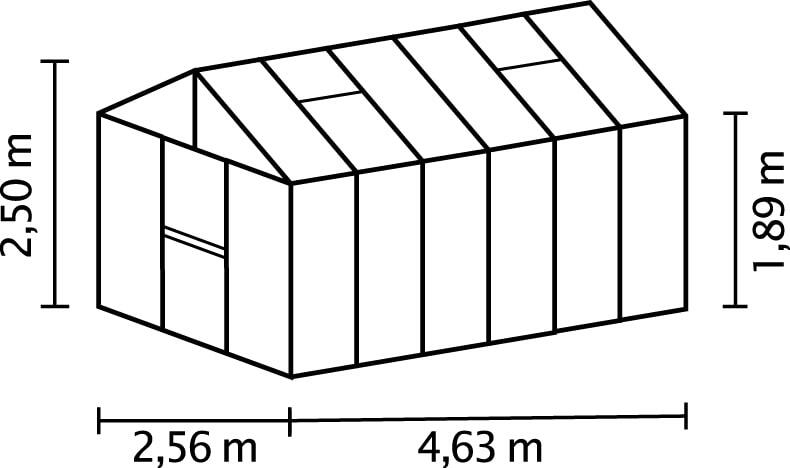 Klasszikus stílusú üvegház Zeus 11900 (polikarbonát + eloxált alumínium)