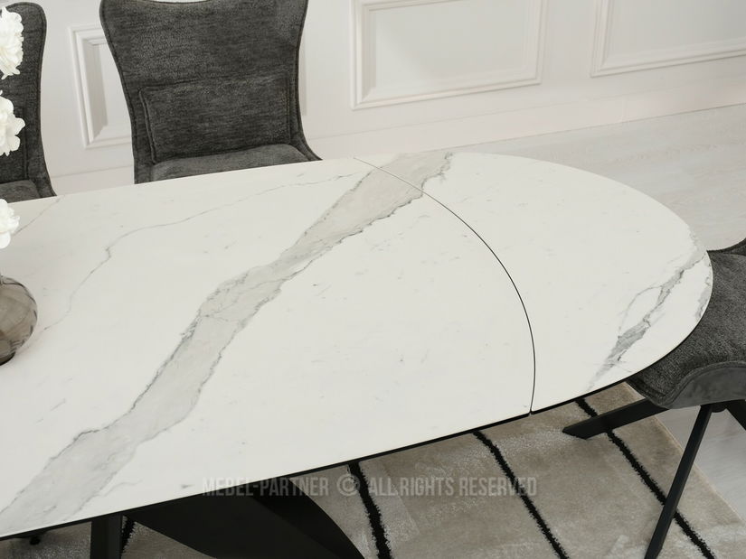 Masă de sufragerie Persi (marmură albă + negru)