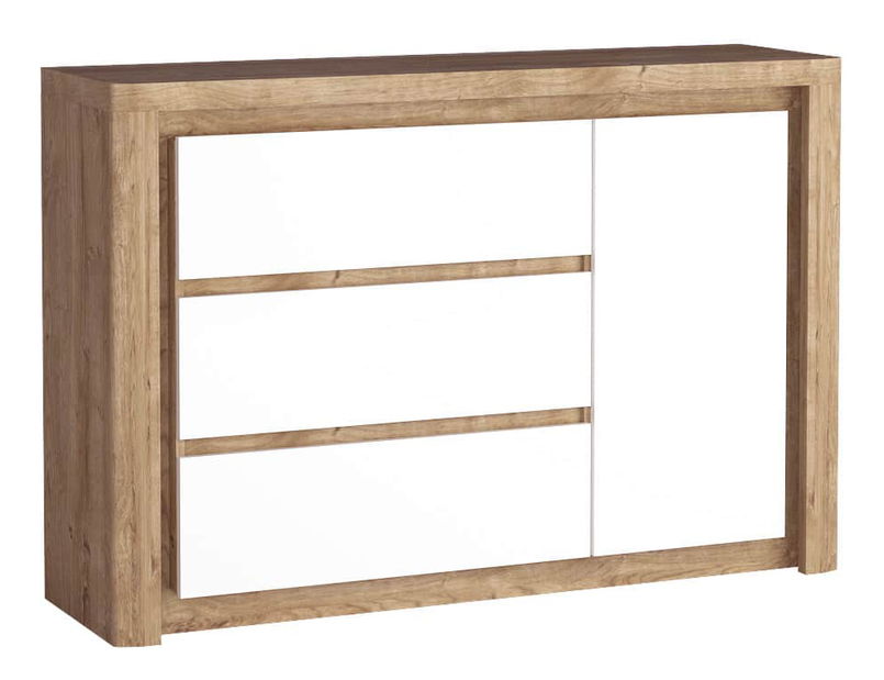 Comodă Livia 15 (Stejar ribbeck + Alb lucios)