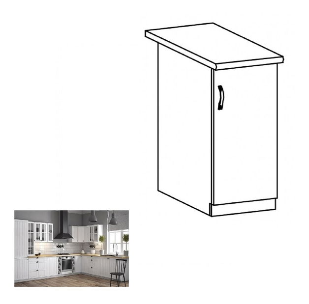 Dulap inferior de bucătărie D40 Provense (Alb + sosna andersen) (D)