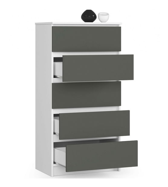 Comodă Kalista V (alb + gri)