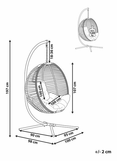 Viseća fotelja Arko (bijela)