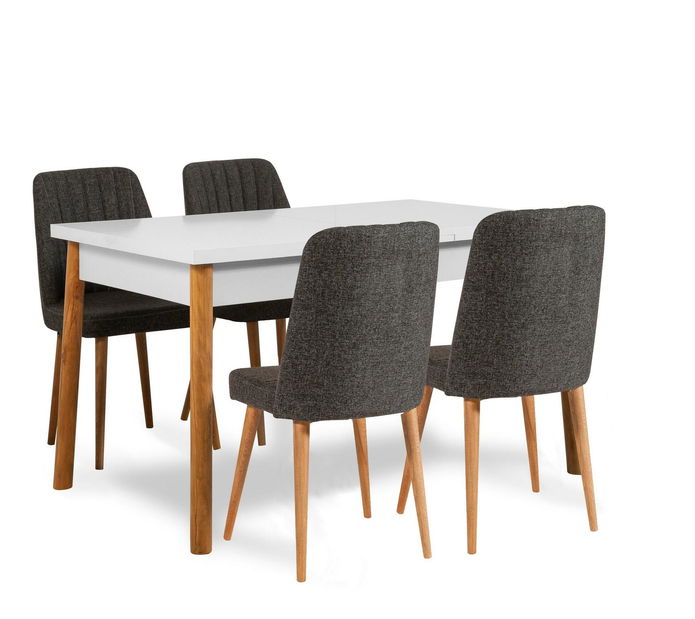 Set mobilier sufragerie Vlasta 5 (pin atlantic + alb + antracit) (pentru 4 persoane)