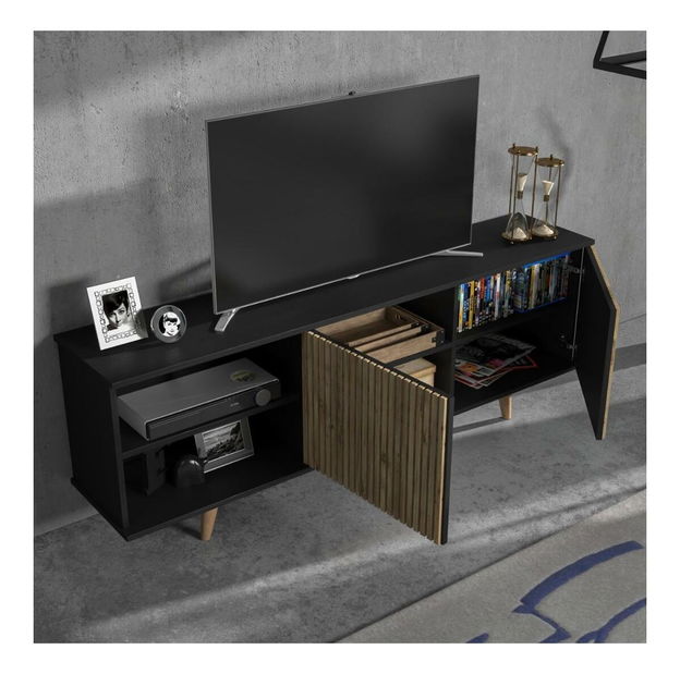 Masă TV/Dulap Franc 54 (lemn negru + pin atlantic)