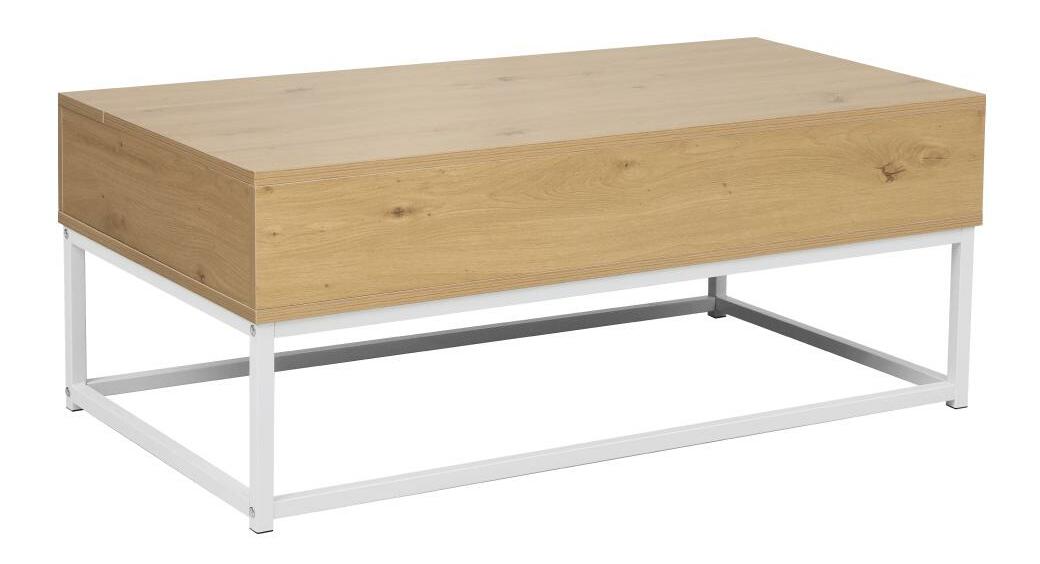 Masă de cafea Lendemain (stejar + alb) (cu sp. depozitare)