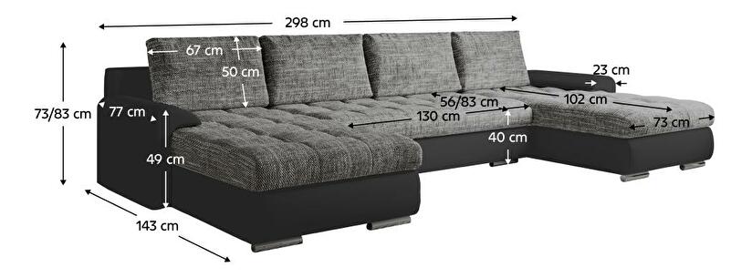 Rohová sedacia súprava U Tuzzo (ekokoža čierna + sivý melír)