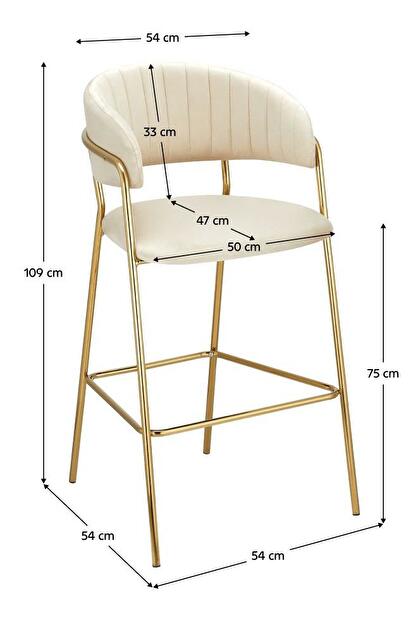 Dizajnerska blagovaonska fotelja Adomar (bjelokost + ružičasto zlato + krom) 