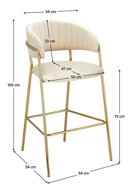 Barová stolička Dasmona 2 (béžová + zlatá + chrómová) 